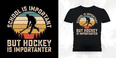 rolig sporter hockey spelare gåva retro årgång hockey t-shirt design vektor