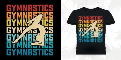 rolig gymnast flickor kvinnor retro årgång gymnastik t-shirt design vektor
