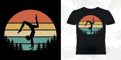 rolig gymnast flickor kvinnor retro årgång gymnastik t-shirt design vektor