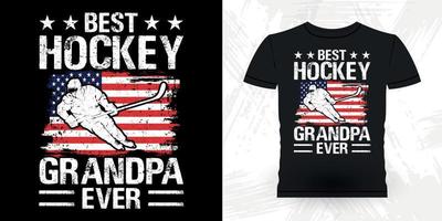 bester Hockey-Großvater überhaupt lustiger Sport-Hockeyspieler-Geschenk retro Vintager Vatertags-Hockey-T - Shirt-Entwurf vektor