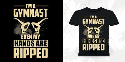 rolig gymnast flickor kvinnor retro årgång gymnastik t-shirt design vektor