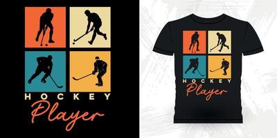 Hockey-T - Shirtentwurf des lustigen Sport-Hockeyspieler-Geschenks retro Vintager vektor