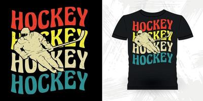 rolig sporter hockey spelare gåva retro årgång hockey t-shirt design vektor