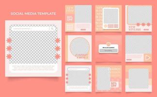 social media template banner modeverkaufsförderung in rosa brauner farbe vektor