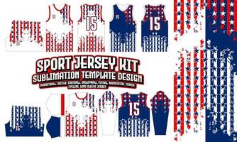 USA-Grunge-Jersey-Design-Sportbekleidungs-Layout für Fußball-Fußball-E-Sport-Basketball-Volleyball-Badminton-Futsal-T-Shirt vektor