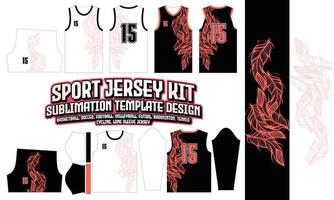 rote feder trikot design bekleidung sublimation layout fußball fußball basketball volleyball badminton futsal vektor