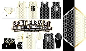 Hexagon-Jersey-Kleidungs-Sportabnutzungs-Sublimations-goldenes Musterdesign für Fußball-Fußball-E-Sport-Basketball-Volleyball-Badminton-Futsal-T-Shirt vektor