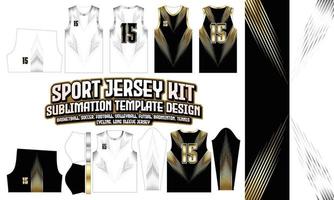 Streifen Jersey Bekleidung Sportbekleidung Sublimation goldenes Muster Design für Fußball Fußball E-Sport Basketball Volleyball Badminton Futsal T-Shirt vektor