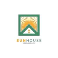 Sonne Haus Symbol Vektor Logo Vorlage Illustration Design