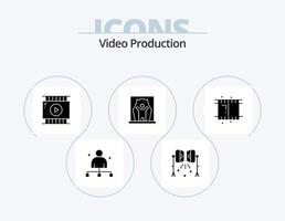 video produktion glyf ikon packa 5 ikon design. kändis. skådespelare. studio blixt. video app vektor