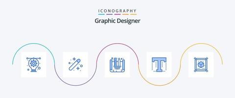 Grafikdesigner Blue 5 Icon Pack inklusive Dokument. Designer. grafisch. Werkzeug. Schriftart vektor