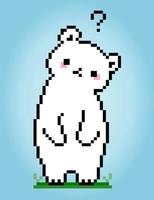 pixel 8 bitars isbjörn. djur spel tillgångar i vektorillustration. badkar vektor