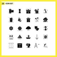 Stock Vector Icon Pack mit 25 Zeilen Zeichen und Symbolen für Lebensmittel Ananas Zeit Geburtstagspaket editierbare Vektordesign-Elemente