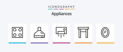 Gerätelinie 5 Icon Pack inklusive Küche. Auszieher. Haushaltswaren. Küche. Gericht. kreatives Symboldesign vektor