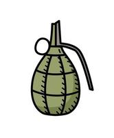 Handgranate, Vektor-Doodle-Symbol Militärbombe. isolieren auf weiß. vektor