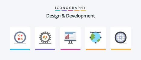 Design und Entwicklung Flat 5 Icon Pack inklusive Entwicklung. Anker. Web-Design. Statistiken. Entwicklung. kreatives Symboldesign vektor