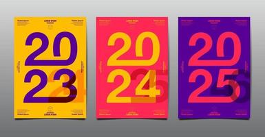 vorlagenlayoutdesign 2023, 2024, 2025, typografie, umschlagbuch. Präsentation, flacher Hintergrund. vektor