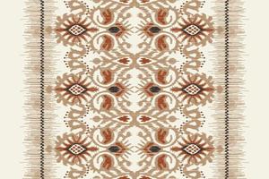 ikat-blumenpaisley-stickerei auf weißem hintergrund.geometrisches ethnisches orientalisches muster traditionell.aztekische stilabstrakte vektorillustration.design für textur,stoff,kleidung,verpackung,dekoration,schal. vektor