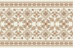 geometrische ethnische florale kreuzstichstickerei auf weißem hintergrund orientalisches muster traditionell abstrakte vektorillustration im aztekenstil design für textur, stoff, kleidung, verpackung, dekoration, schal. vektor