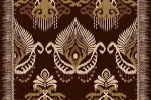 afrikanische ikat-paisley-stickerei auf braunem hintergrund. geometrisches ethnisches orientalisches nahtloses muster traditionell. abstrakter vektor im aztekenstil. design für textur, stoff, kleidung, verpackung, dekoration, teppich.