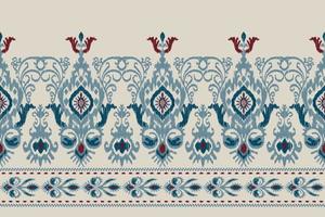 ikat florale paisley-stickerei auf grauem hintergrund.geometrisches ethnisches orientalisches muster traditionell.aztekische art abstrakte vektorillustration.design für textur,stoff,kleidung,verpackung,dekoration,sarong. vektor