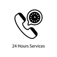 24-Stunden-Services-Vektor-Umrisssymbol für Geschäft und Finanzen. Folge 10 vektor