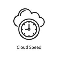 Wolke Geschwindigkeit Umriss Icon Design Illustration. Symbol für Webhosting und Cloud-Dienste auf Datei mit weißem Hintergrund eps 10 vektor