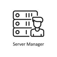 Server-Manager-Umriss-Icon-Design-Illustration. Symbol für Webhosting und Cloud-Dienste auf Datei mit weißem Hintergrund eps 10 vektor
