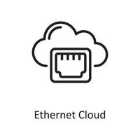 Ethernet Cloud Umriss Icon Design Illustration. Symbol für Webhosting und Cloud-Dienste auf Datei mit weißem Hintergrund eps 10 vektor