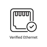 verifizierte Ethernet-Gliederungssymbol-Designillustration. Symbol für Webhosting und Cloud-Dienste auf Datei mit weißem Hintergrund eps 10 vektor