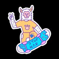 hype-yeti-charakter-freestyle mit skateboard, illustration für t-shirt, aufkleber oder bekleidungswaren. mit Doodle-, Retro- und Cartoon-Stil. vektor