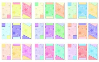 tjugo sju uppsättningar av abstrakt porträtt bakgrund med fyrkant mönster och rader. enkel, platt och färgrik. Begagnade för tapet, bakgrund, social media berättelser och affisch vektor