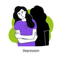 Depression. das Konzept der psychischen Gesundheit und Psychologie. Vektor-Illustration eines Mädchens isoliert auf weißem Hintergrund. vektor