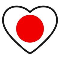 flagga av japan i de form av hjärta med kontrasterande kontur, symbol av kärlek för hans Land, patriotism, ikon för oberoende dag. vektor