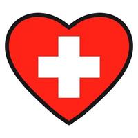 flagga av schweiz i de form av hjärta med kontrasterande kontur, symbol av kärlek för hans Land, patriotism, ikon för oberoende dag. vektor