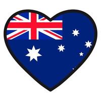 Flagge Australiens in Form eines Herzens mit kontrastierender Kontur, Symbol der Liebe zu seinem Land, Patriotismus, Symbol für den Unabhängigkeitstag. vektor