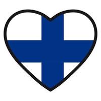 flagga av finland i de form av hjärta med kontrasterande kontur, symbol av kärlek för hans Land, patriotism, ikon för oberoende dag. vektor