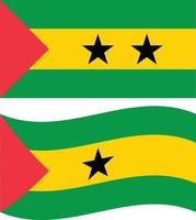 schwenkende flagge von sao tome und principe. Sao Tome und Principe-Flagge auf weißem Hintergrund. flacher Stil. vektor