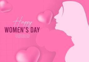 kvinnors dag kampanj affisch bakgrund design med två flickor med ansikte silhuett vektor