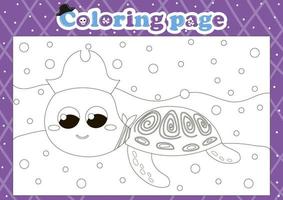 pirat tema färg sida för barn med söt djur- karaktär sköldpadda vektor