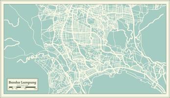 bandar lampung indonesien stad Karta i retro stil. översikt Karta. vektor