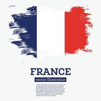Frankreich-Flagge mit Pinselstrichen. vektor