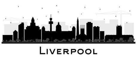 Liverpool City Skyline Silhouette mit schwarzen Gebäuden isoliert auf weiß. vektor