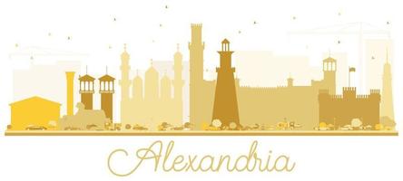 alexandria ägypten stadt skyline goldene silhouette. vektor