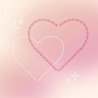 Happy Valentinstag Vektor-Grußkarte. zwei Linien Herzen auf Farbverlauf rosa Hintergrund. designvorlage für valentinstagbanner, social-media-post, flyer, partyeinladung, shop, verkauf, förderung vektor