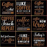 Kaffee-Typografie-T-Shirt-Designpaket vektor