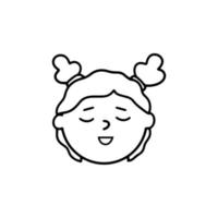 Kopfsymbol eines kleinen emotionalen lachenden Mädchens mit Pferdeschwänzen. Vektorillustration im Doodle-Stil vektor