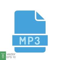 mp3-Dateisymbol. einfacher flacher Stil. Musikformat, Sounddownload, Audiokonzept. Vektorillustrationsdesign lokalisiert auf weißem Hintergrund. Folge 10. vektor