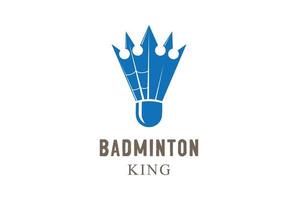 König-Königin-Kronen-Federball für Badminton-Turnier-Wettkampf-Sportverein-Logo vektor