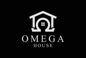 enkel geometrisk omega symbol med hus för verklig egendom lägenhet företag logotyp vektor